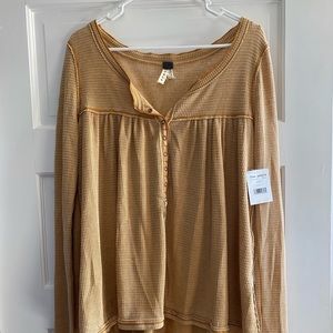 NWT Free People Khaki Long-Sleeved Ribbed Tunic